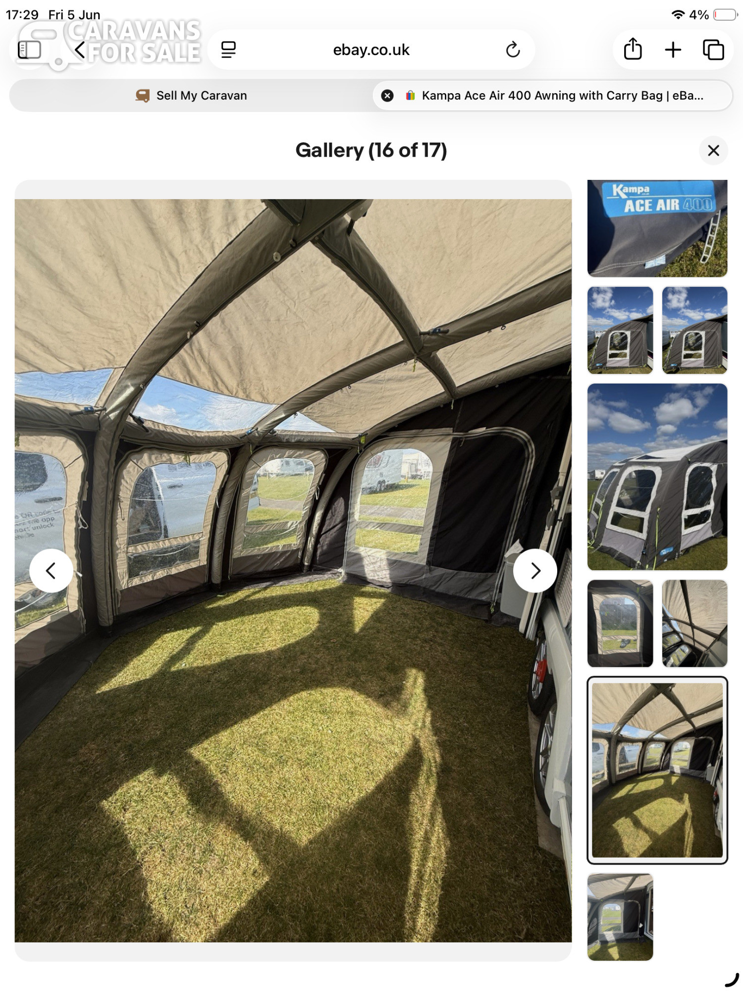 Crosby Kampa Ace Air 400 awaning, great condition only used twice