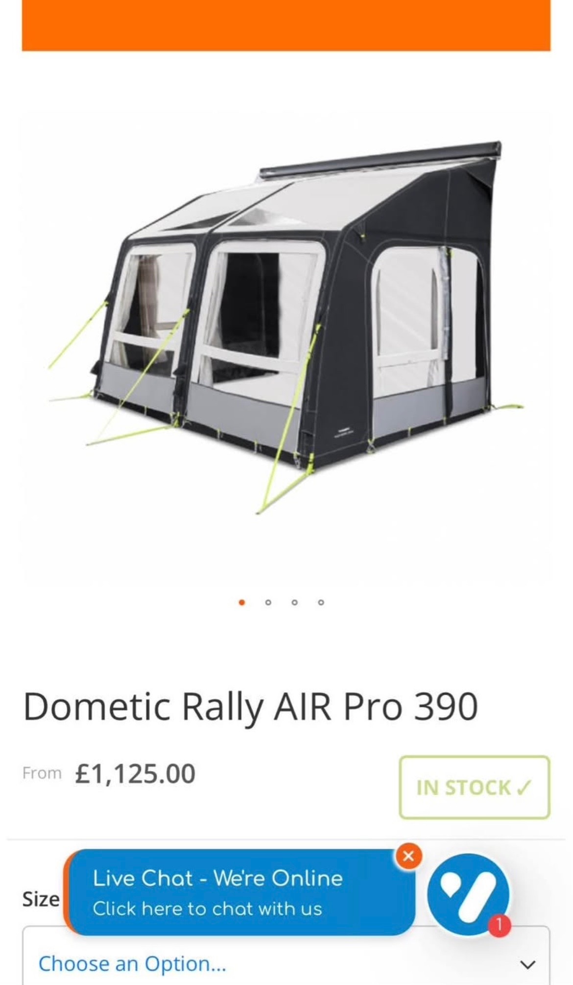 Kampa Dometic Rally Air Pro 390S Caravan Inflatable Awning - 