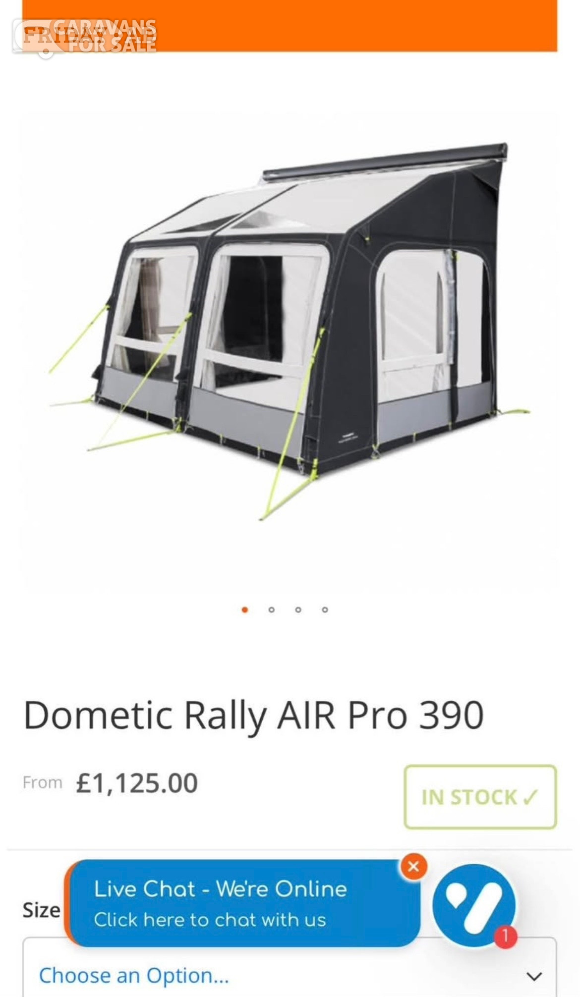 Kampa Dometic Rally Air Pro 390S Caravan Inflatable Awning - 