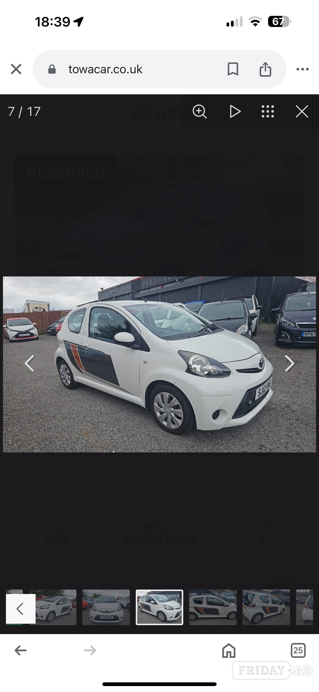 TOWCAR and Toyota aygo including A frame and accessories  in Eastbourne