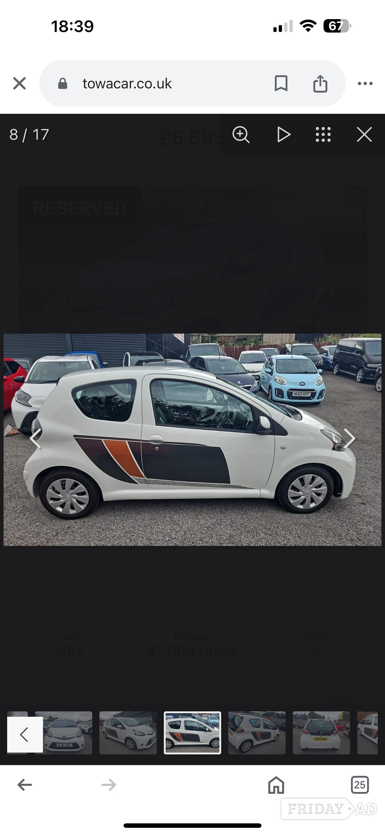 TOWCAR and Toyota aygo including A frame and accessories 
