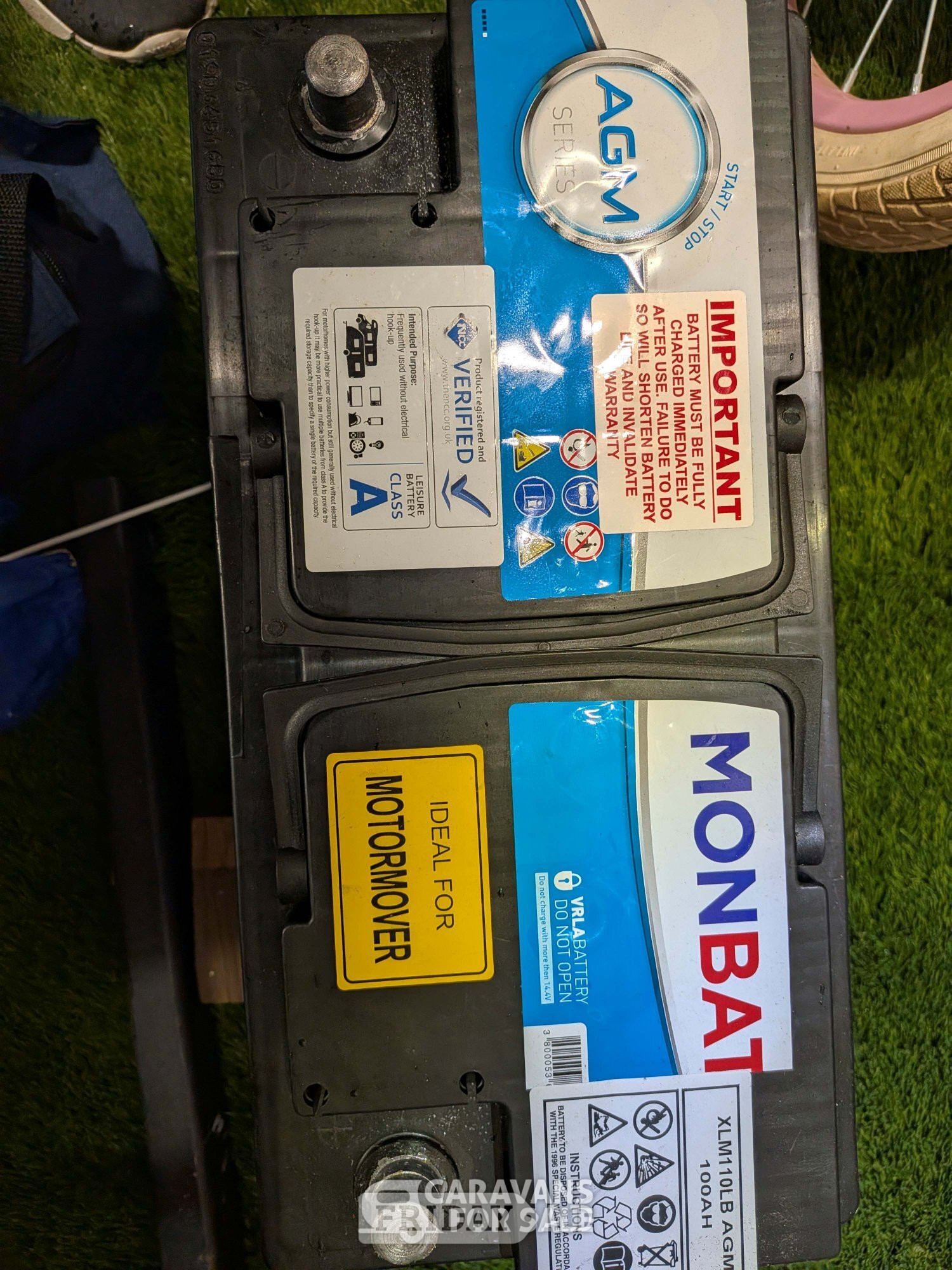MONBAT AGM 100Ah Leisure Battery - NCC Class A - Ideal for Movers