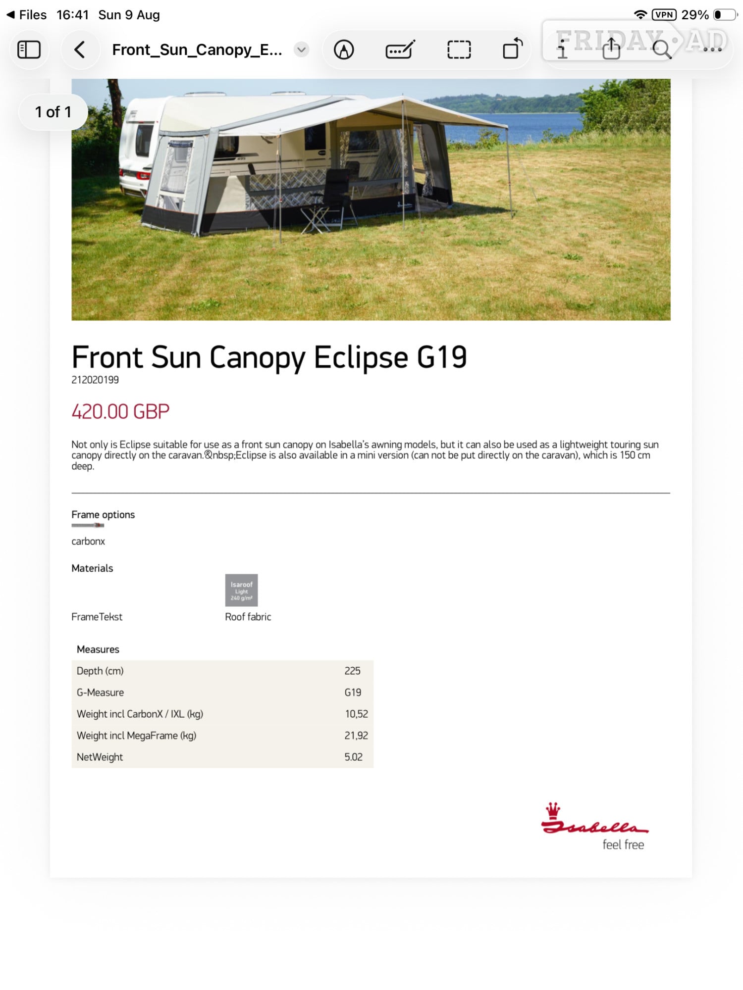 Isabella Eclipse sun canopy in Huddersfield
