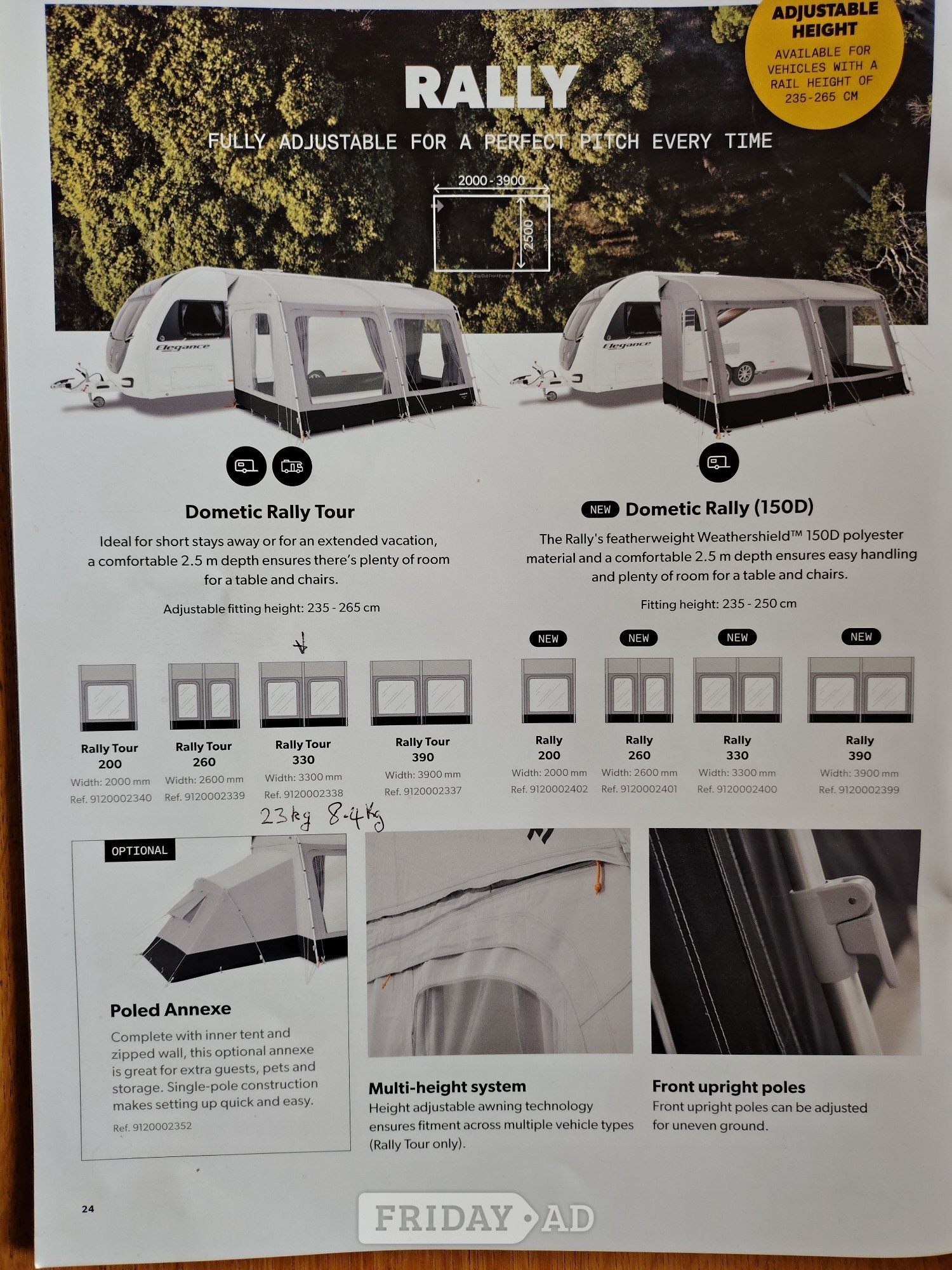 AS NEW Dometic Rally Tour 330 Poled awning