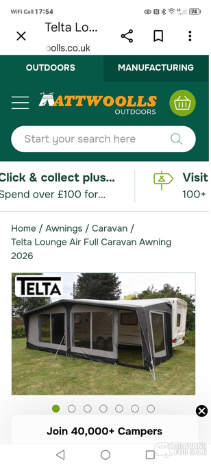 Telta full Air lounge awning size 16 