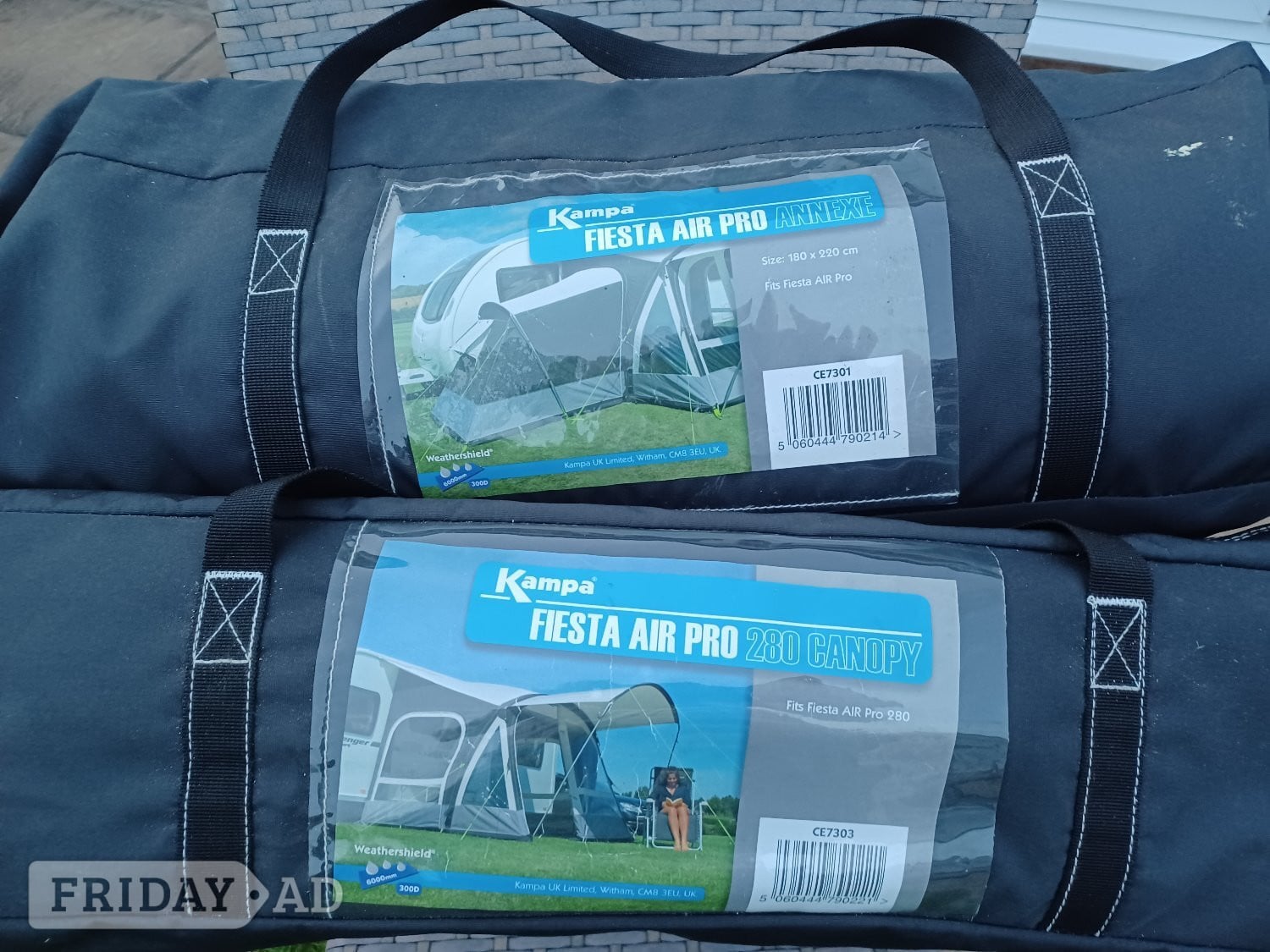Kampa Fiesta AIR Pro 280 with Annex, Canopy, Rear Poles, Carpet.  -  in Ilkley