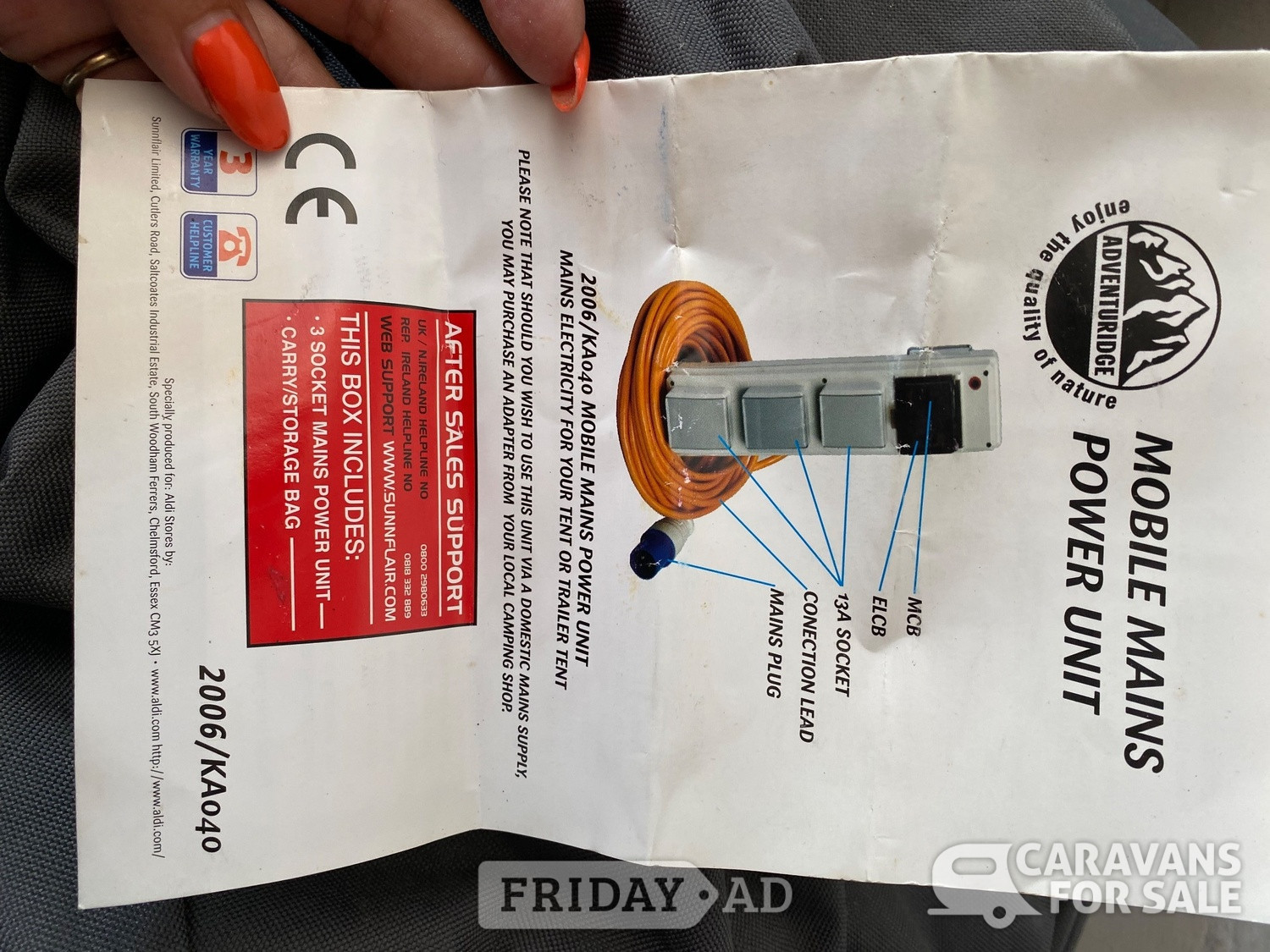 Mobile mains power unit 3 socket  in Mansfield