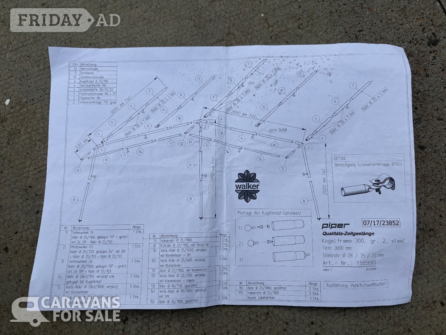Walker Concept 240 Full Caravan Awning (Size 885/Size 10) - 