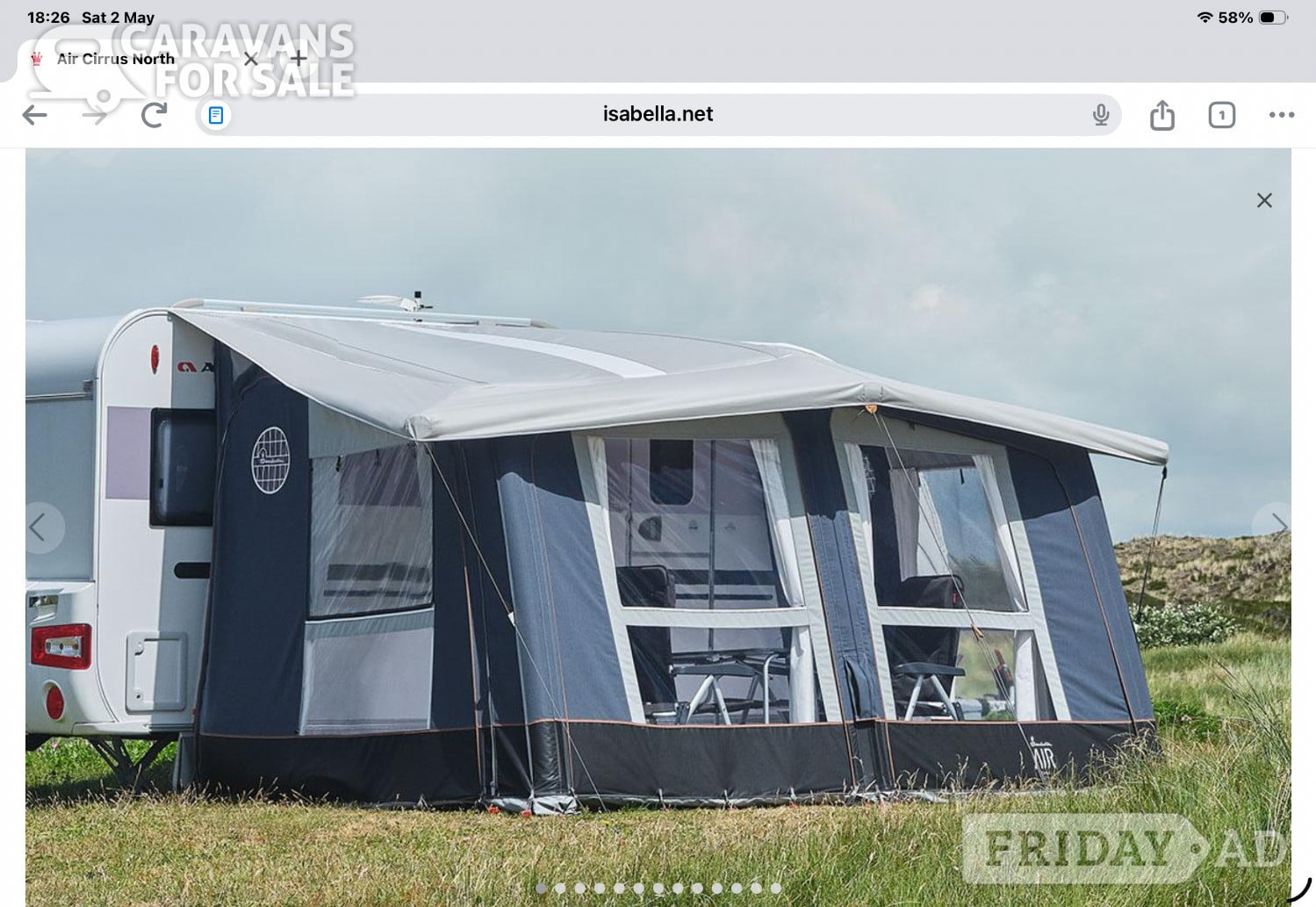 Isabella Air Cirrus North 400 Awning, with Air Annex North left in Pontypool