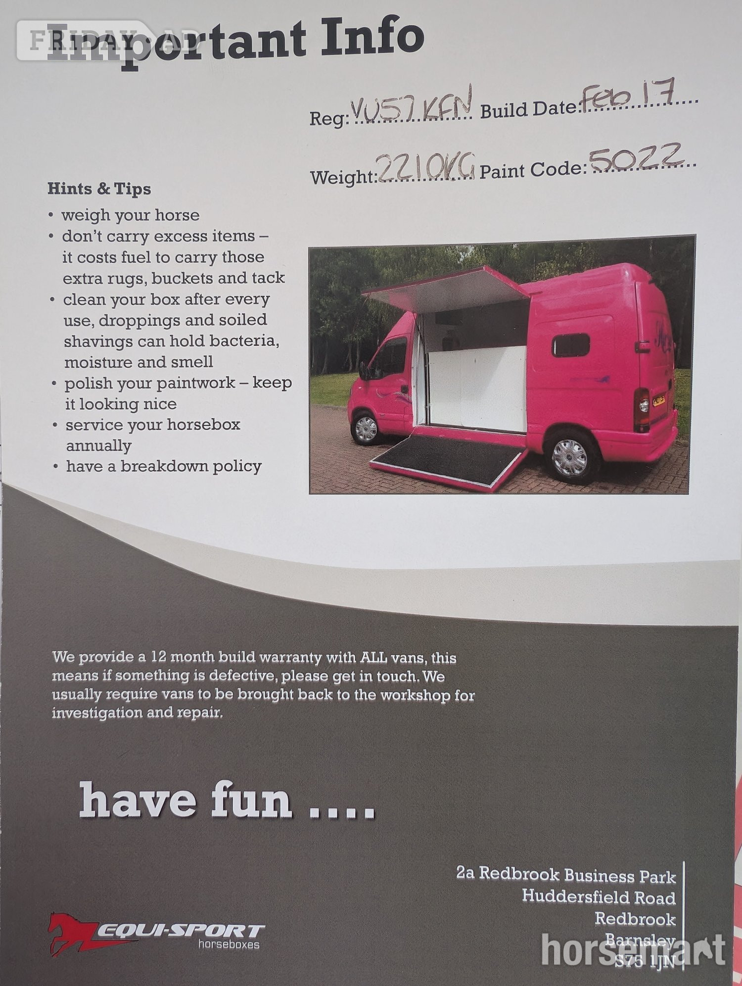Equi-Sport Movano Vauxhall Horsebox - Trailers & Horseboxes