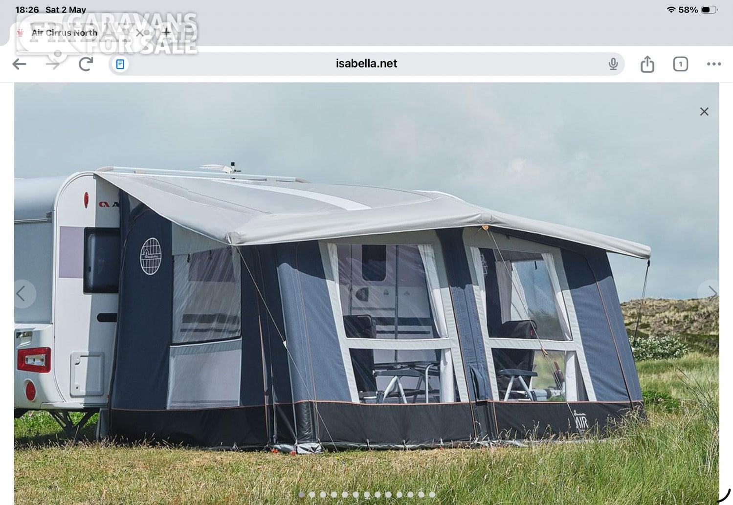 Isabella Air Cirrus North 400 Awning, with Air Annex North left in Pontypool