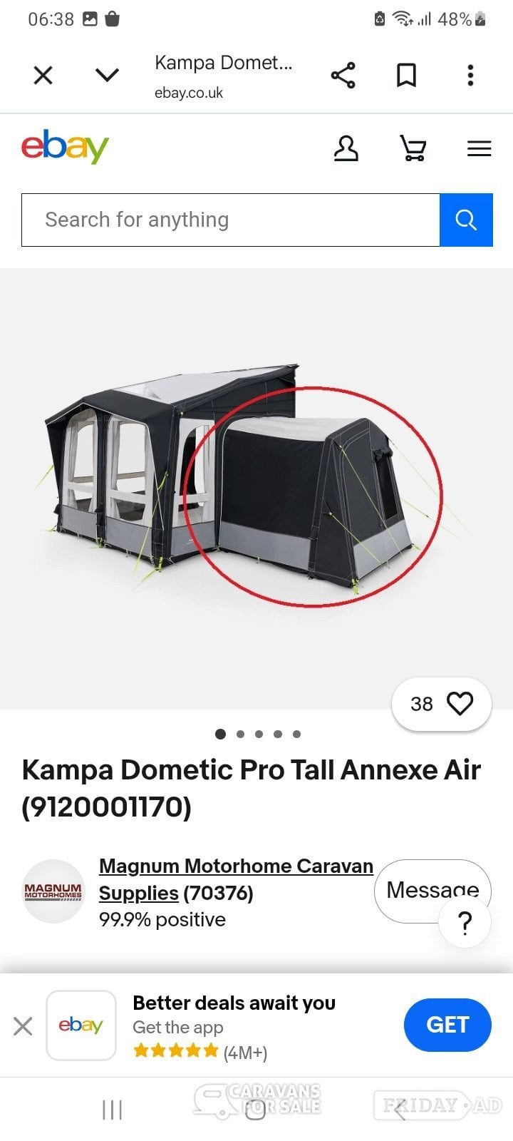 DOMETIC Pro Air Tall Annexe and inner tent. .New Ref 9120001170 in Knutsford