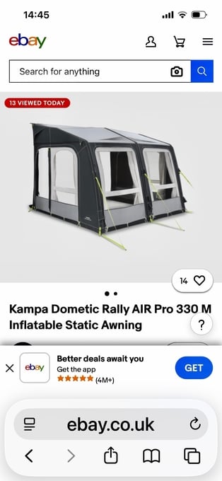 Kampa Rally Air pro 330 awning
