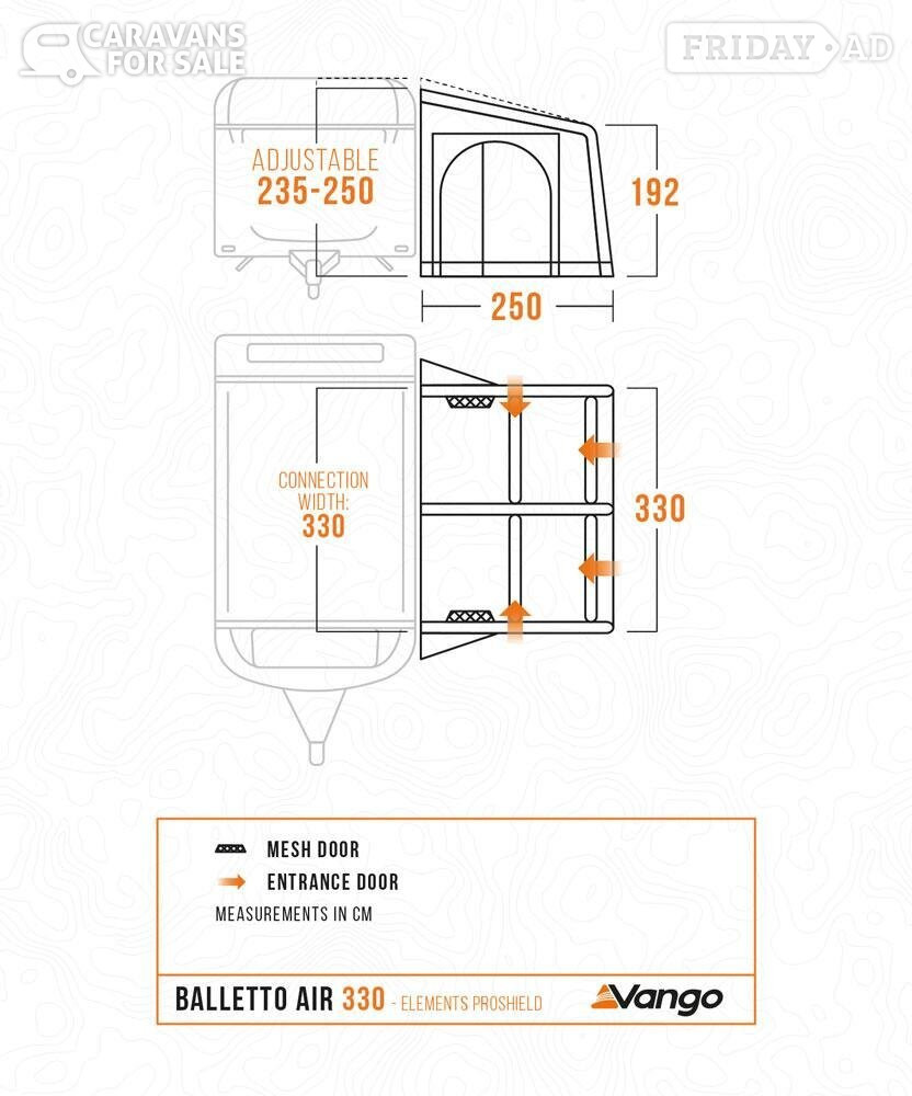 Chorley As New Vango Balletto Pro Shield 330 Air Awning 