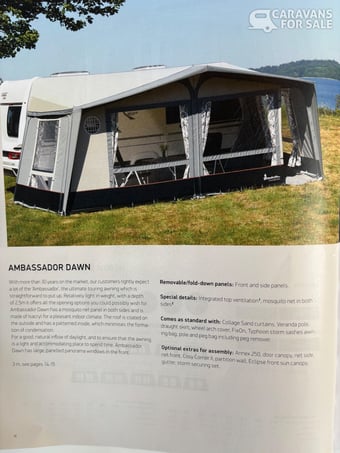 Isabella Ambassador Dawn Awning 1025 for sale with accessories. 