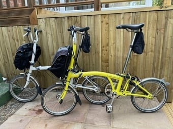 Two Brompton folding bikes for sale