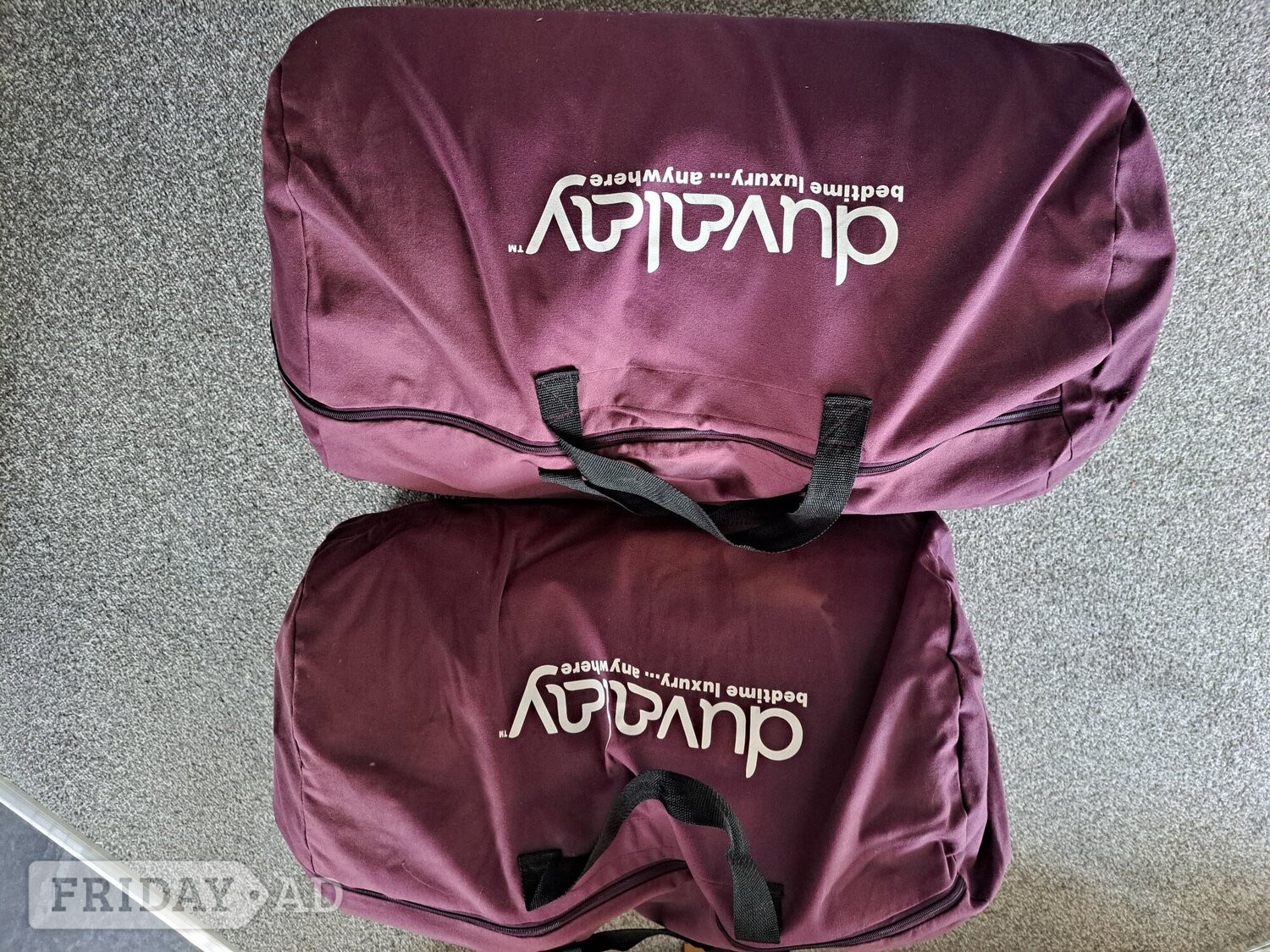 Two campervan Duvalay memory foam toppers and pillows - 
