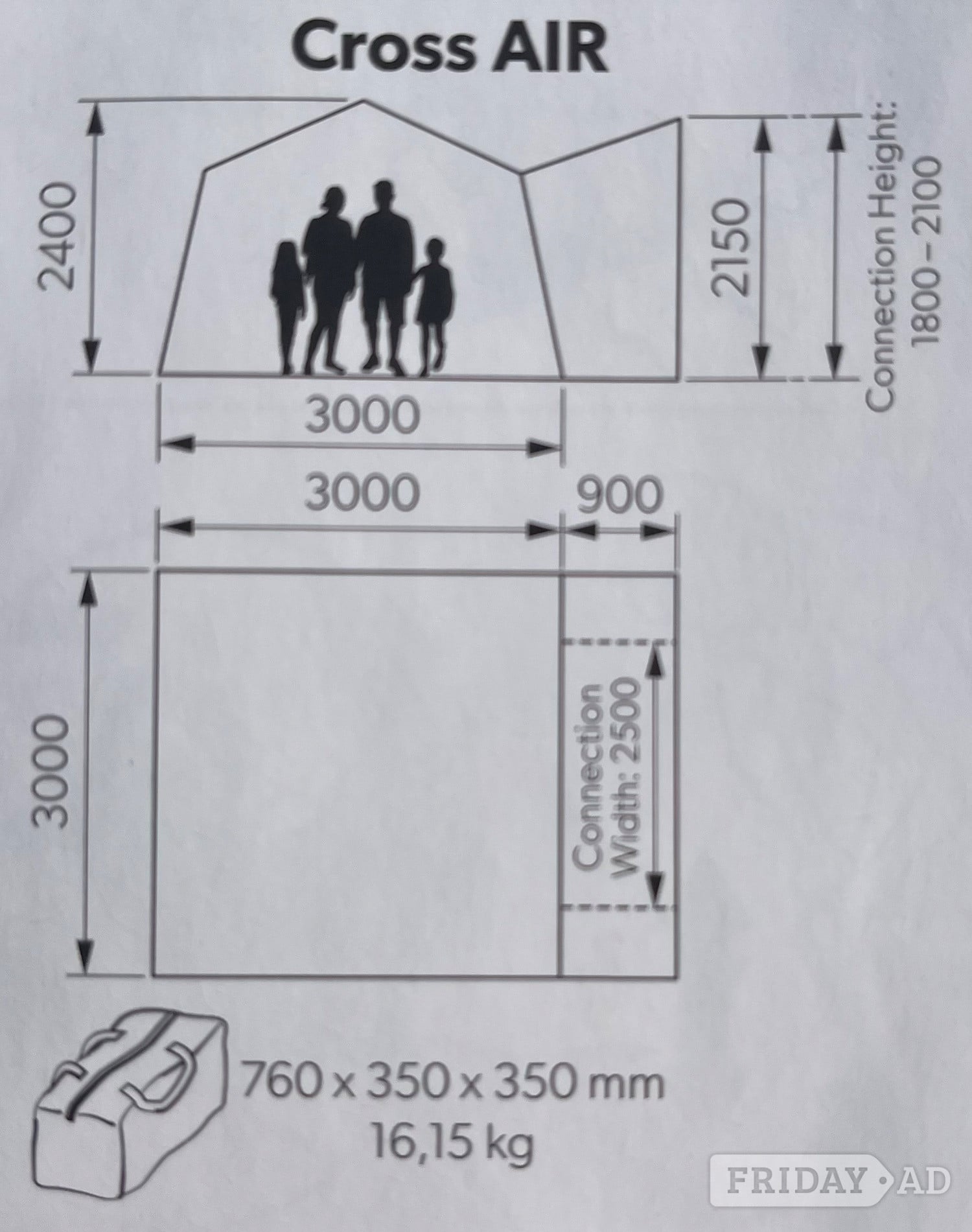 Kampa Cross AIR Inflatable Drive-Away Awning -  in Lutterworth
