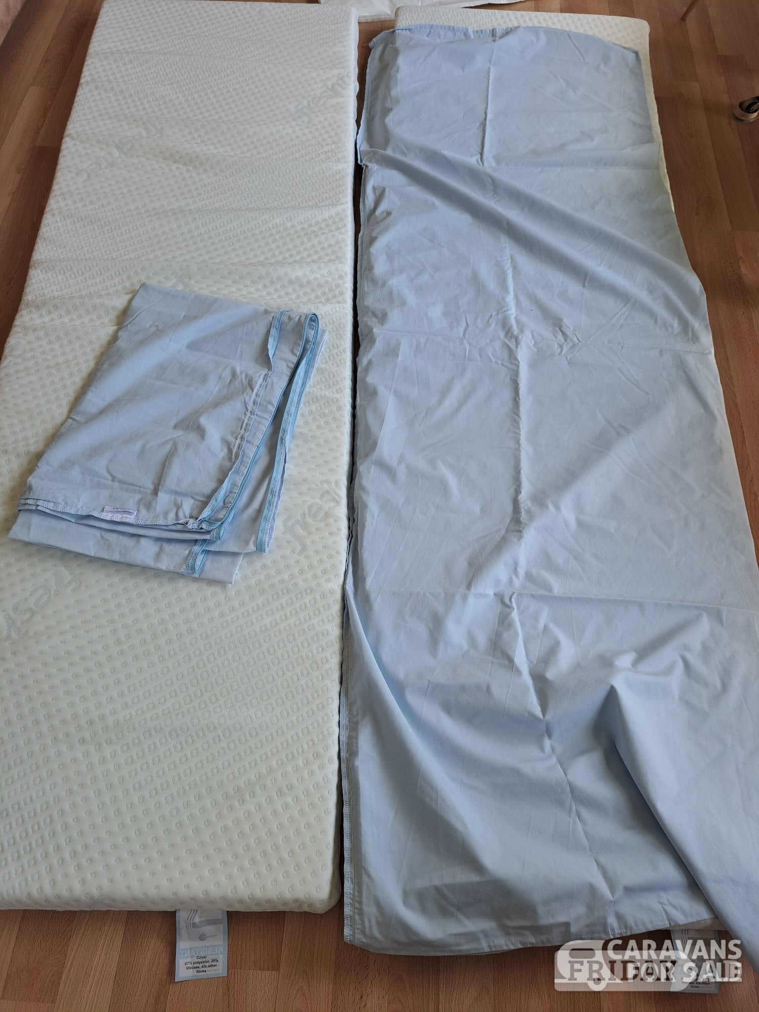 Two campervan Duvalay memory foam toppers and pillows