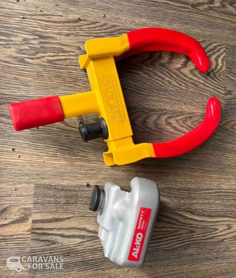 Caravan security. ALKO hitchlock &amp; Gadlane wheel clamp