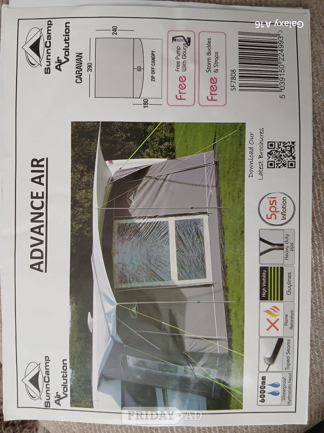SunnCamp Advance Air 390 Caravan Awning (Used)