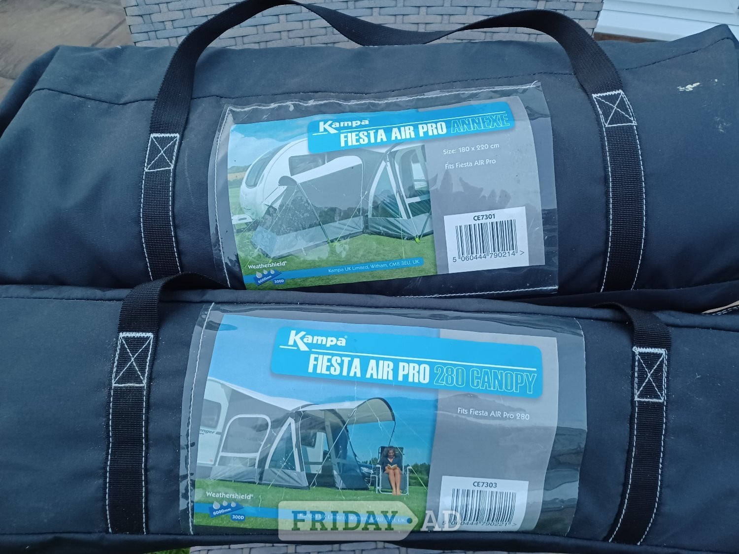 Kampa Fiesta AIR Pro 280 with Annex, Canopy, Rear Poles, Carpet.  -  in Ilkley