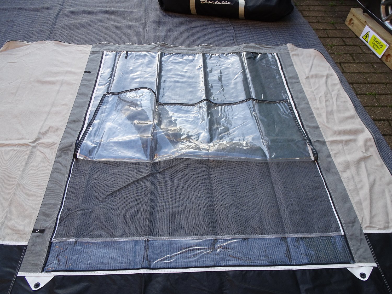 Isabella magnum 250x340 coal awning with IXL poles -  in Larkfield
