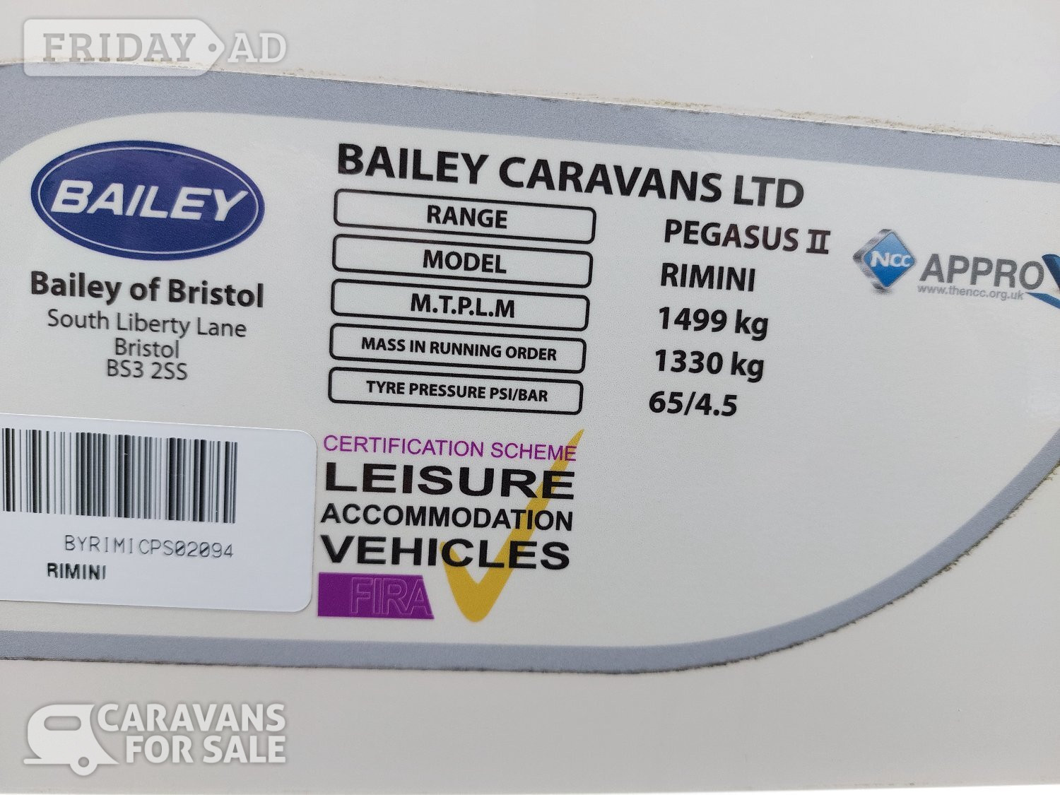 Bailey Pegasus Rimini Routh