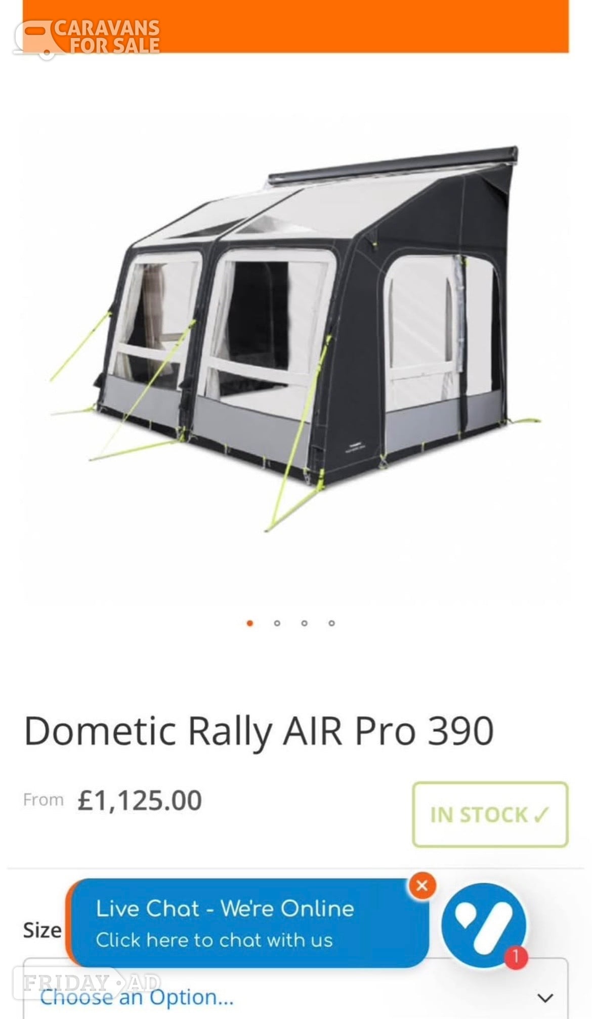 Kampa Dometic Rally Air Pro 390S Caravan Inflatable Awning - 