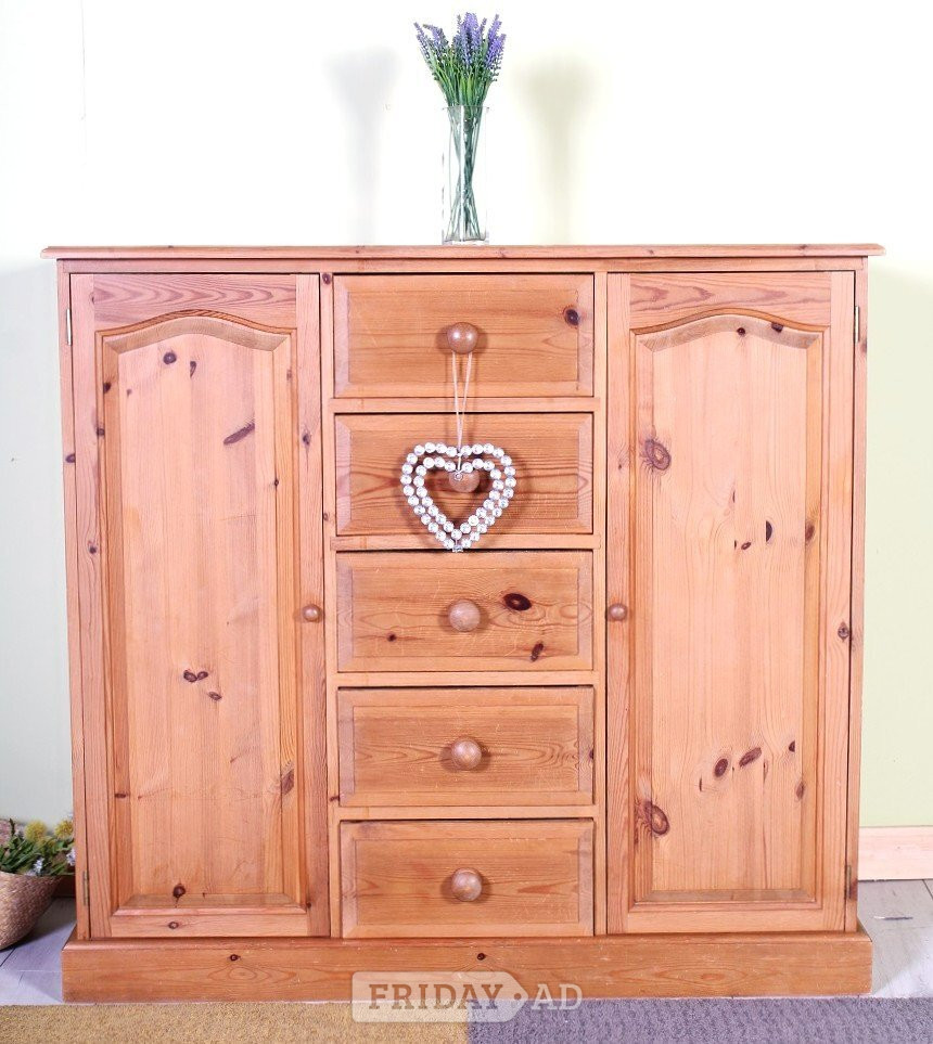 UK Delivery - Small Waxed Pine Farmhouse Wardrobe Childs Bedroom 