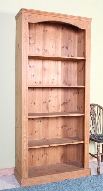 UK Delivery - Tall Country Pine Bookcase 4 Strong Shelves Waxed