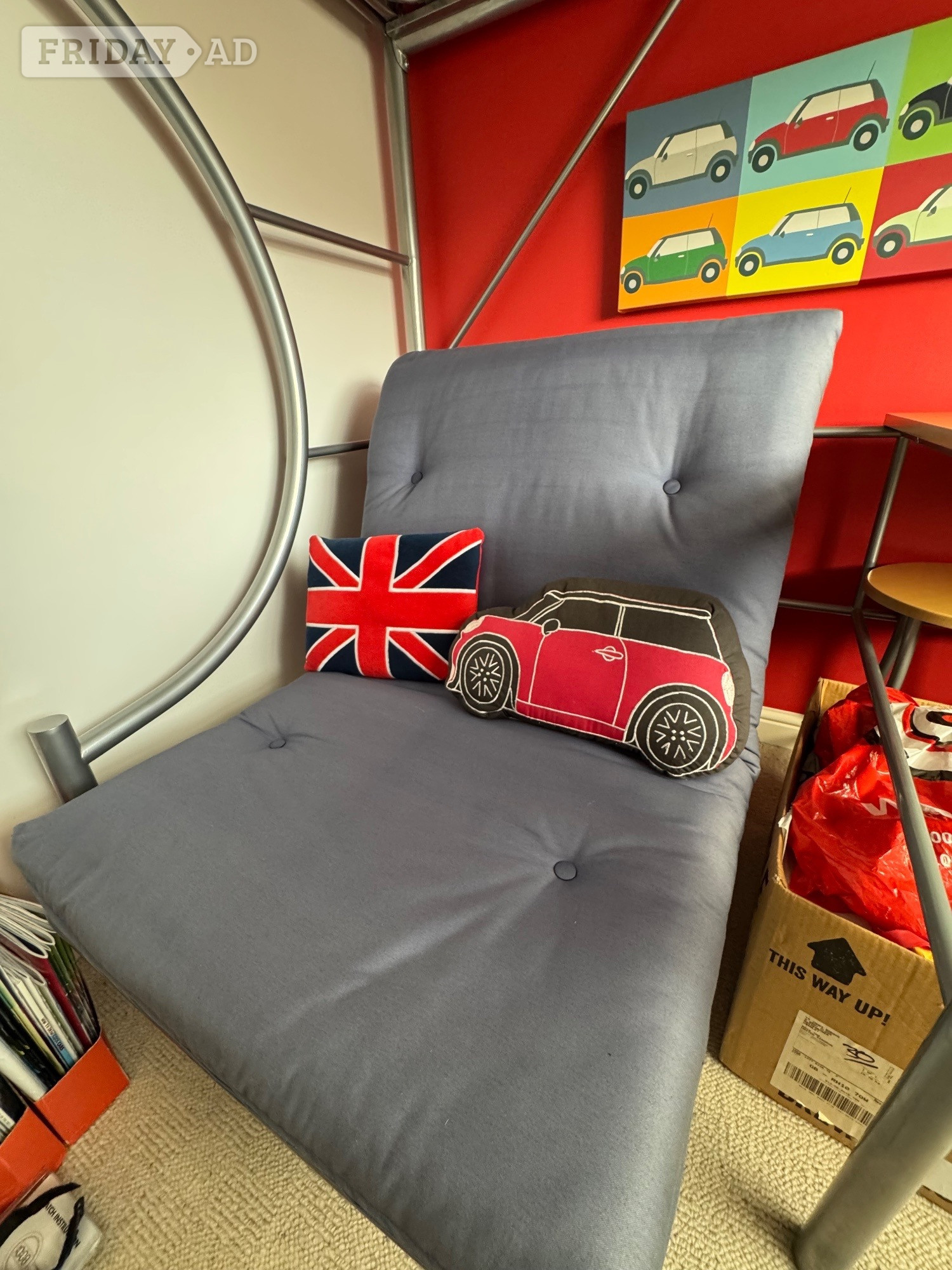 C Bunk deluxe with work space, stool, chair/camp bed and futon  - Furniture