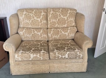 Good condition two-seater sofa with x2 Armchairs