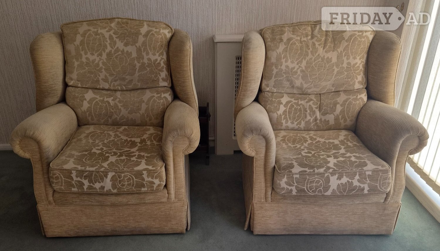Good condition two-seater sofa with x2 Armchairs