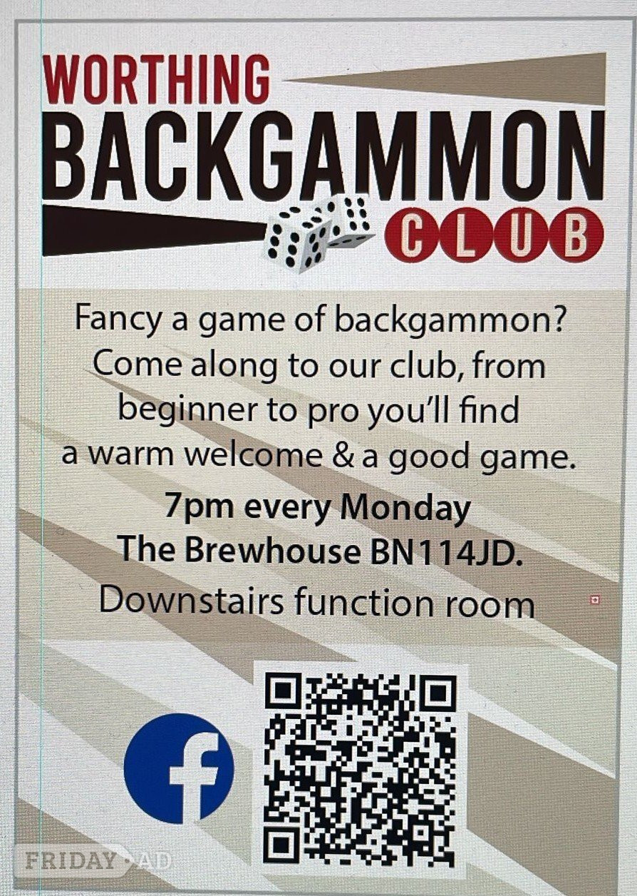Worthing Backgammon Club every Monday 7pm until 10pm  in BN11 4jd 