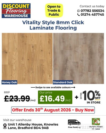 Transform your space with Vitality Style 8mm Click Laminate Floor