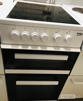 BEKO 50CM WIDE ELECTRIC COOKER WITH DOUBLE OVEN 