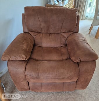 Brown sofa, armchair and footstool