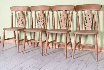 UK Delivery - 4 Solid Beech Farmhouse Fiddleback Kitchen Chairs