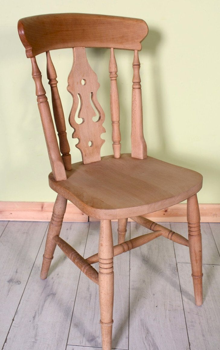 UK Delivery - 4 Solid Beech Farmhouse Fiddleback Kitchen Chairs