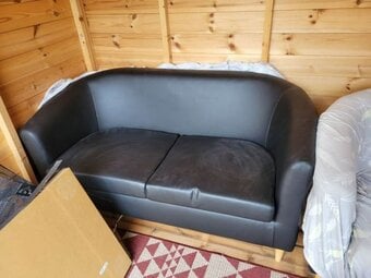  Black Faux Leather 2-Seater Sofa and 2 Armchairs Set - THIS WEEK