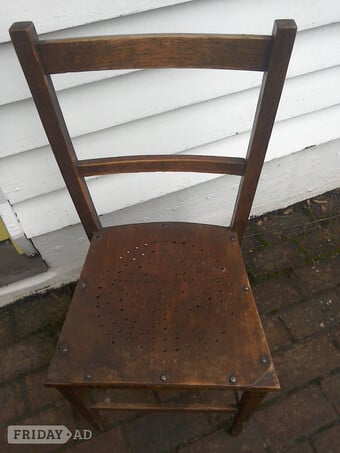 Bedroom/Hall Chair, patterned seat, wooden.