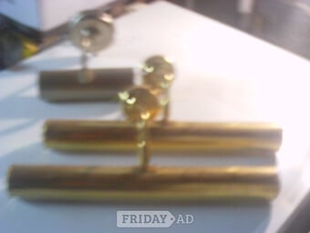 four brass picture lights 2 about 390mm 1 about 180