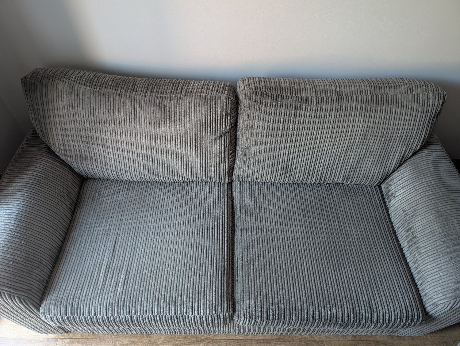 DFS 2 x 3 Seater Sofas – Grey Jumbo Cord