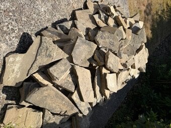 York stone, approx. 10 sq metres, lifted and ready to collect