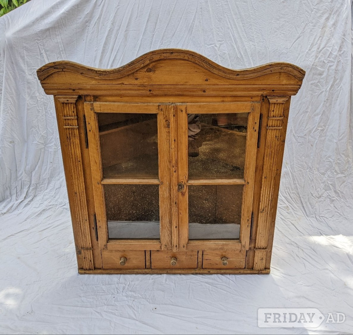 Large Antique Stripped Pine Glazed Corner Cupboard Cabinet in Heathfield