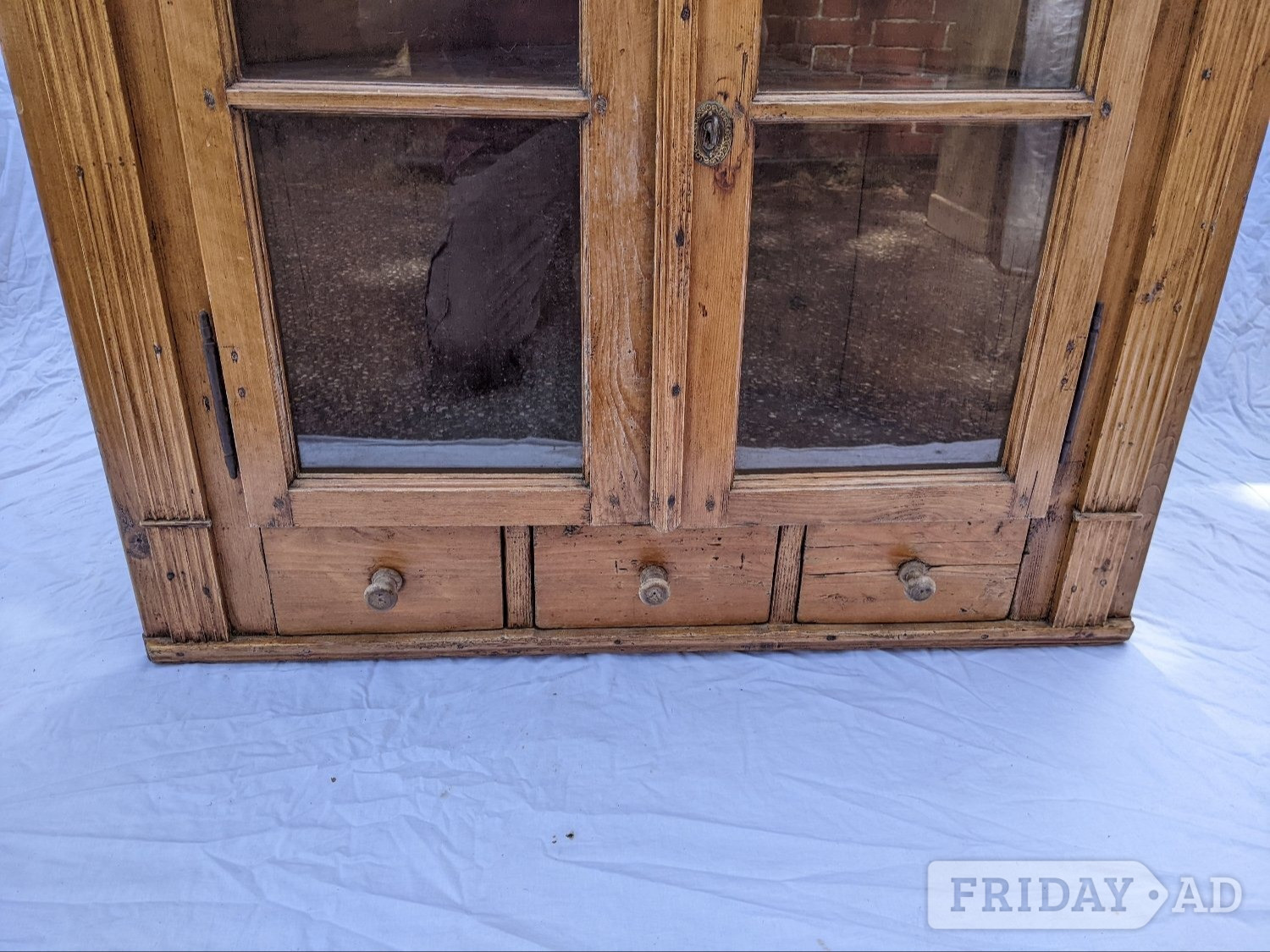 Heathfield Large Antique Stripped Pine Glazed Corner Cupboard Cabinet