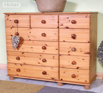 Nationwide Delivery  - Large Solid Pine Chest Of Drawers Waxed