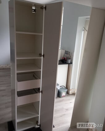 Tall Ikea storage cabinet, with gloss white door on soft close hi