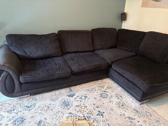 Black fabric left corner sofa